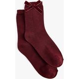Koton Kurdele Detaylı Soket Çorap - Standart - Bordo