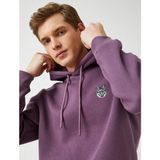 Koton Kurt Işlemeli Kapşonlu Sweatshirt - Lila