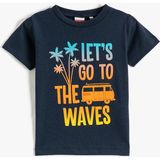 Koton Lacivert Baskılı Bebek T-Shirt 12 - 18 Ay Erkek Çocuklar İçin Kısa Kollu Günlük Stil