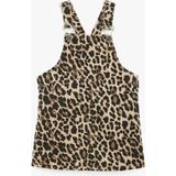 Koton Leopar Desenli Cepli Kare Yaka Askılı Denim Jile Elbise - Kahve - 24 - 36 Ay
