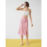 Koton Leopar Desenli Midi Etek Yırtmaçlı - Pembe - XL