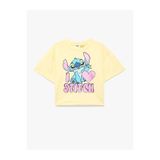 Koton Lisanslı Stitch Baskılı Sarı Kız Çocuk T-Shirt 6Skg10496Ak