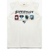 Koton Lisanslı Superman Baskılı Bisiklet Yaka Kolsuz Tişört - Ekru - 7 - 8 Yaş