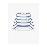Koton Mavi Çizgili Beyaz Kız Çocuk Sweatshirt 6Wkg10070Ak