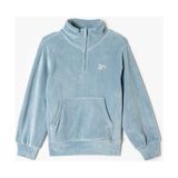 Koton Mavi Kadife Sweatshirt Kız Çocuk İçin Yarım Fermuarlı Uzun Kollu Kanguru Cep - 6 Yaş