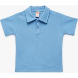 Koton Mavi Pamuklu Düğmeli Polo Yaka Kısa Kollu Tişört Erkek Çocuk Günlük Stil Regular Fit - 18 - 24 Ay