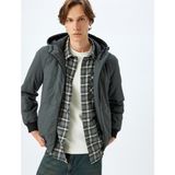 Koton Mevsimlik Ceket Slim Fit Fermuarlı - Gri