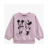 Koton Mickey and Minnie Mouse Baskılı Lisanslı Sweatshirt Pamuklu - 1 - 1,5 Yaş - Mor