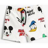 Koton Mickey Mouse Baskılı Pamuklu Beli Bağcıklı Şort Erkek Çocuk 6 - 9 Ay Ekru Renkli