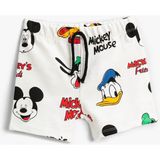 Koton Mickey Mouse Baskılı Pamuklu Beli Bağcıklı Şort Erkek Çocuk 6 - 9 Ay Ekru Renkli