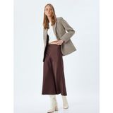 Koton Midi Boy Saten Etek A Kesim Slim Fit - Kahve - 32