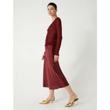 Koton Midi Boy Saten Etek Slim Fit A Kesim - Bordo - 40
