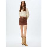 Koton Mini Etek Cepli Standart Bel Slim Fit - Kahve - 36