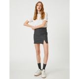 Koton Mini Etek Dar Kesim Yandan Yırtmaçlı - XS - Siyah