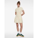 Koton Mini Kısa Kollu Dik Yaka Çiçekli Kloş Elbise - XS - Ekru