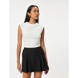 Koton Mini Pileli Şort Etek Slim Fit Standart Bel - Siyah
