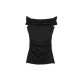 Koton Mini Slip Elbise Kayık Yaka Drapeli Slim Fit Kolsuz