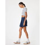 Koton Mini Şort Etek Pileli Standart Bel Slim Fit Pamuklu - Lacivert - 34