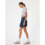 Koton Mini Şort Etek Pileli Standart Bel Slim Fit Pamuklu - Lacivert - 40