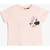Koton Minnie Mouse Baskılı Tişört Kız Çocuklar İçin Pamuklu Kısa Kol Günlük Giyim - Pembe - 9 - 12 Ay