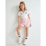 Koton Minnie Mouse Kız Çocuk Polo Yaka Kısa Kollu Tişört Günlük Stil Ekru Renkli - 9 - 10 Yaş