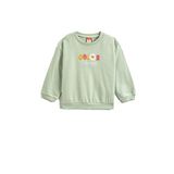 Koton MNT Kız Bebek Nane Yeşili Arkası Çiçek Baskılı İşleme Detaylı Şardonlu Sweatshirt