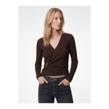Koton Modal Karışımlı Aksesuarlı Uzun Kollu Slim Fit Asimetrik Kruvaze V Yaka Bluz