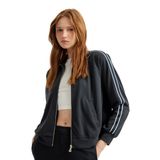 Koton Modal Karışımlı Çizgili Cepli Dik Yaka Tam Fermuarlı Sweatshirt