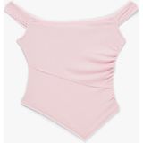 Koton Modal Karışımlı Dantel Detaylı Slim Fit Asimetrik Kolsuz Bluz - Pembe - 2XL