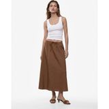 Koton Modal Kumaş Beli Bağlamalı Midi Çan Kesim Etek - Ekru - 42