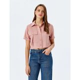 Koton Modal Kumaş Kısa Kollu Cep Detaylı Crop Gömlek - Pembe - 42