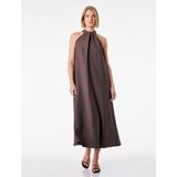 Koton Modal Kumaş Rahat Kalıp Aksesuar Detaylı Halter Yaka Midi Elbise - Kahve - 34