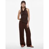 Koton Modal Kumaş Rahat Kalıp Beli Lastikli Bağcıklı Geniş Paça Pantolon - Kahve - Loose - 42
