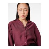 Koton Modal Kumaş Regular Fit 3/4 Kollu Uzun Kollu Dokulu Crop Gömlek