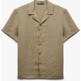 Koton Modal Kumaş Regular Fit Kısa Kollu Dokulu Devrik Yaka Gömlek - Yeşil - XL