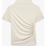 Koton Modal Kumaş Slim Fit Drapeli Kısa Kollu Geniş Dik Yaka Bluz - Ekru - 2XL