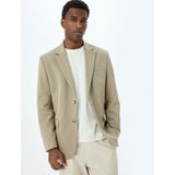 Koton Mono Yaka Uzun Kollu Düğmeli Klasik Slim Fit Blazer Ceket - 48 - Ekru