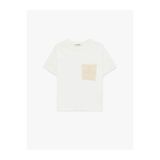 Koton Nakışlı Cep Detaylı Ekru Kadın T-Shirt 6SAL10011IK