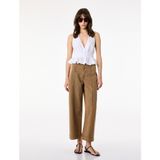 Koton Normal Bel Cep Detaylı Nervürlü Kısa Geniş Paça Pantolon - Culotte Jeans - Kahve - Regular - 40