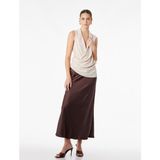 Koton Normal Bel Kloş Midi Saten Etek - Kahve - 42