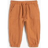 Koton Normal Bel Lastikli Paça Kahve Erkek Çocuk Chino Pantolon 4SMB40005TW - 9 - 12 Ay