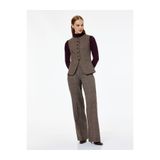 Koton Normal Bel Straight Fit Kumaş Düz Kesim Ekose Pantolon