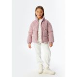 Koton Oversize Bomber Ceket Kadife Dokulu Cep Detaylı Dik Yaka - Pembe - 7 - 8 Yaş