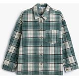 Koton Oversize Oduncu Gömleği Uzun Kollu Cep Detaylı Klasik Yaka Düğmeli - Yeşil - 38