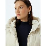 Koton Oversize Şişme Mont Içi Polar Astarlı Su Itici Kapüşonlu Cepli - Gri - 38