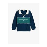 Koton Oversize Sweatshirt Polo Yaka Baskı Detaylı Uzun Kollu Şardonlu