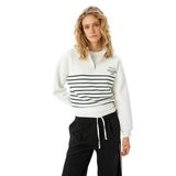 Koton Pamuk Karışımlı Dik Yaka Çizgili Yarım Fermuarlı Sweatshirt