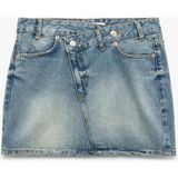 Koton Pamuklu Asimetrik Düğmeli Cepli Denim Mini Etek - Lacivert - 38