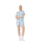 Koton Pamuklu Baskılı Kısa Kollu Kadın Şortlu Pijama Takımı, Pembe, L Beden