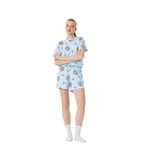 Koton Pamuklu Baskılı Kısa Kollu Kadın Şortlu Pijama Takımı, Pembe, S Beden